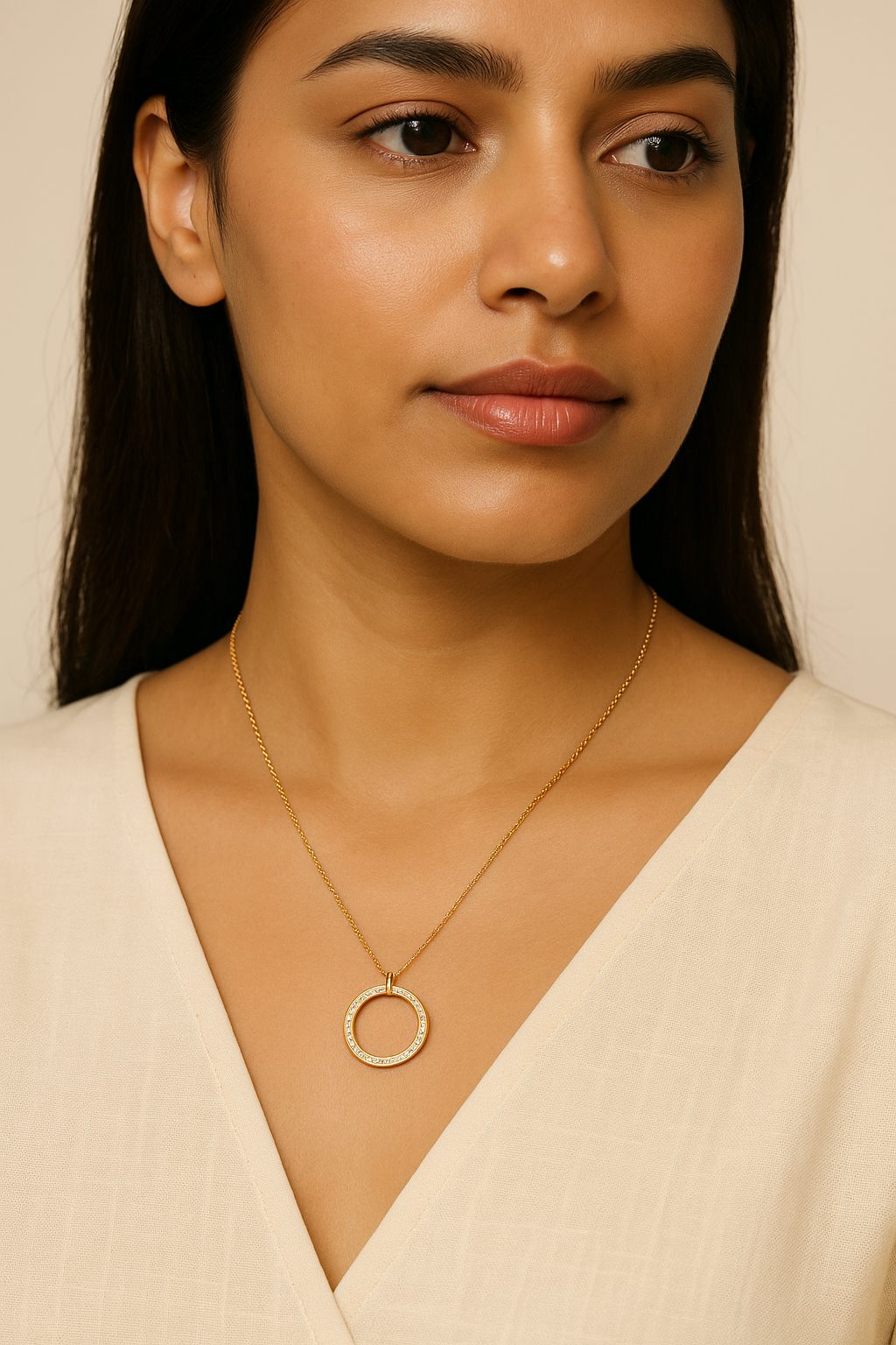 Necklace Circle Ring : Golden